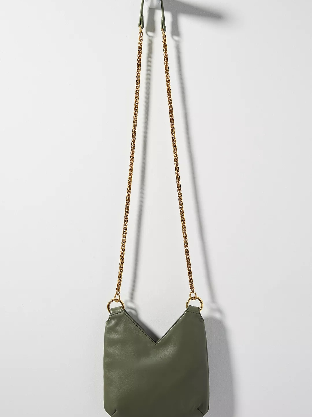 Anthropologie Olive Green Crossbody with Gold Chain Strap